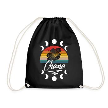 Ohana Hawaii Shirt, Hawaiian Vacation Hibiscus - Drawstring Bag - black - Front