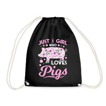 Schwein Geschenk Schweinchen Kinder Ferkel Sau Pig - Turnbeutel - Schwarz - Vorne