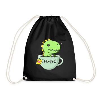Tea Rex Dinosaurier Tyrannosaurus Rex Teetasse Tee - Turnbeutel - Schwarz - Vorne