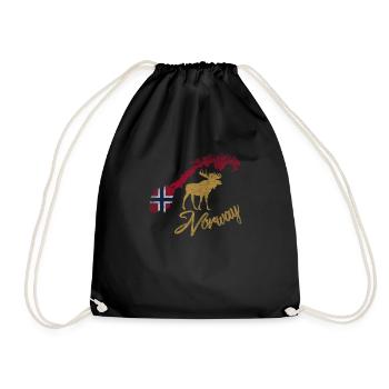 Norway Norwegen - Turnbeutel - Schwarz - Vorne