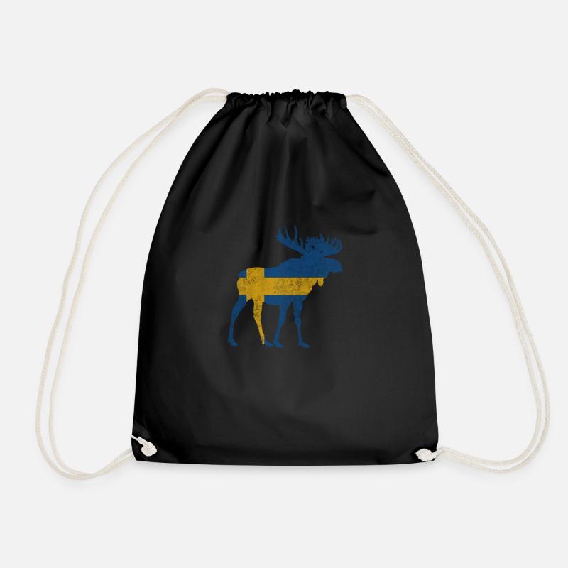 Sweden Sweden Moose - Drawstring Bag - black