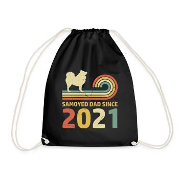 Samoyed Dad since 2021 - Drawstring Bag - black - Front