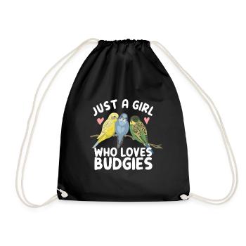 just a girl who loves budgies Wellensittich Spruch - Turnbeutel - Schwarz - Vorne