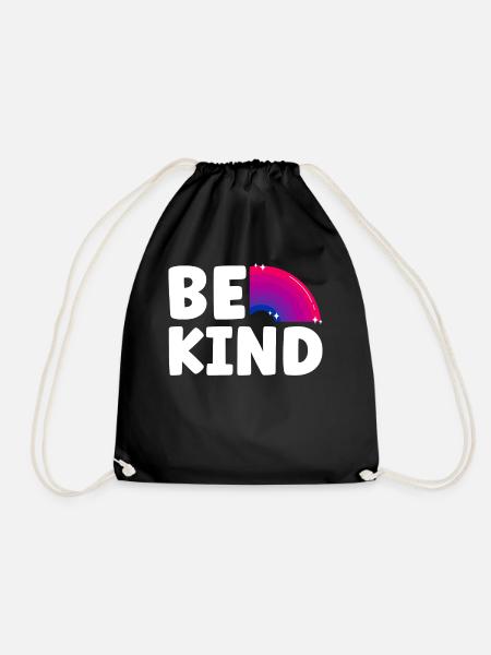 Bisexual Bi Pride Flag Be Kind - Drawstring Bag - black