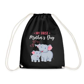 Fête des mères Éléphant Mère Ma première fête des mères - Sac de sport léger - noir - Devant