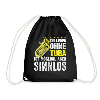Tuba Tubaspieler Musik Spruch - Turnbeutel - Schwarz - Vorne