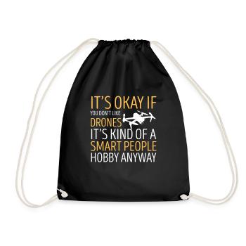 Drone Drone Drone Pilot Quadcopter - Drawstring Bag - black - Front