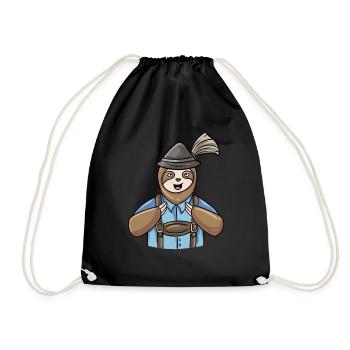 Faultier Bayerische Lederhosen - Turnbeutel - Schwarz - Vorne