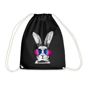 Bisexual Bi Pride Flag Rabbit - Turnbeutel - Schwarz - Vorne