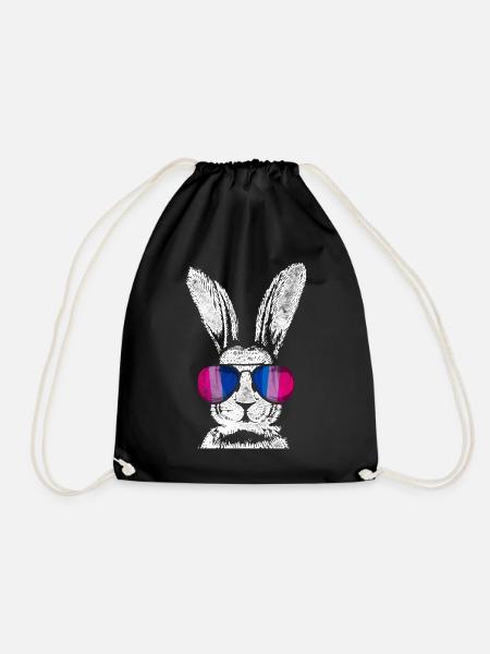 Bisexual Bi Pride Flag Rabbit - Turnbeutel - Schwarz