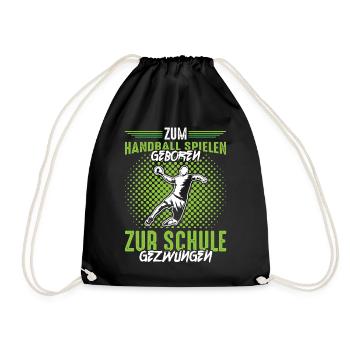 Handball Jungen Schule Spruch - Turnbeutel - Schwarz - Vorne