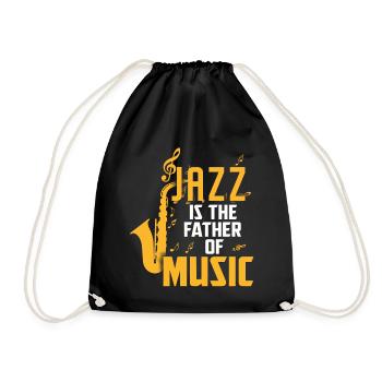 Jazz Geschenk Saxophon Musik Instrument Blasmusik - Turnbeutel - Schwarz - Vorne