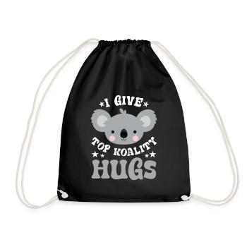 Cute Koala Bear Design Saying Top Koality Hug - Drawstring Bag - black - Front