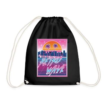 Synthwave Retro Miami 80s Streetwear - Drawstring Bag - black - Front