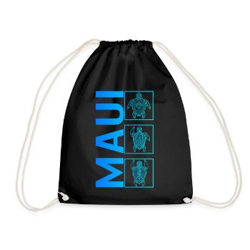 Maui Hawaii Shirt, Hawaii Beach Sea Turtle Scuba - Drawstring Bag - black - Front