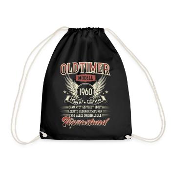 1960 Geboren Geburtstag Oldtimer - Turnbeutel - Schwarz - Vorne