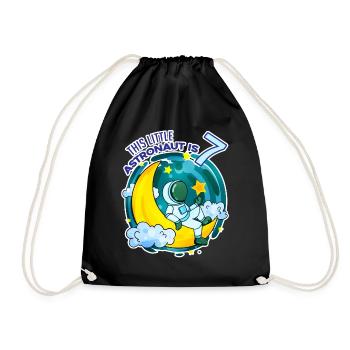 7 years old boy - 7 birthday - I am 7 - Drawstring Bag - black - Front