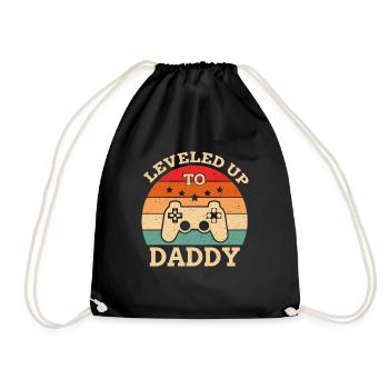 Level Up To Daddy Werdender Papa - Turnbeutel - Schwarz - Vorne