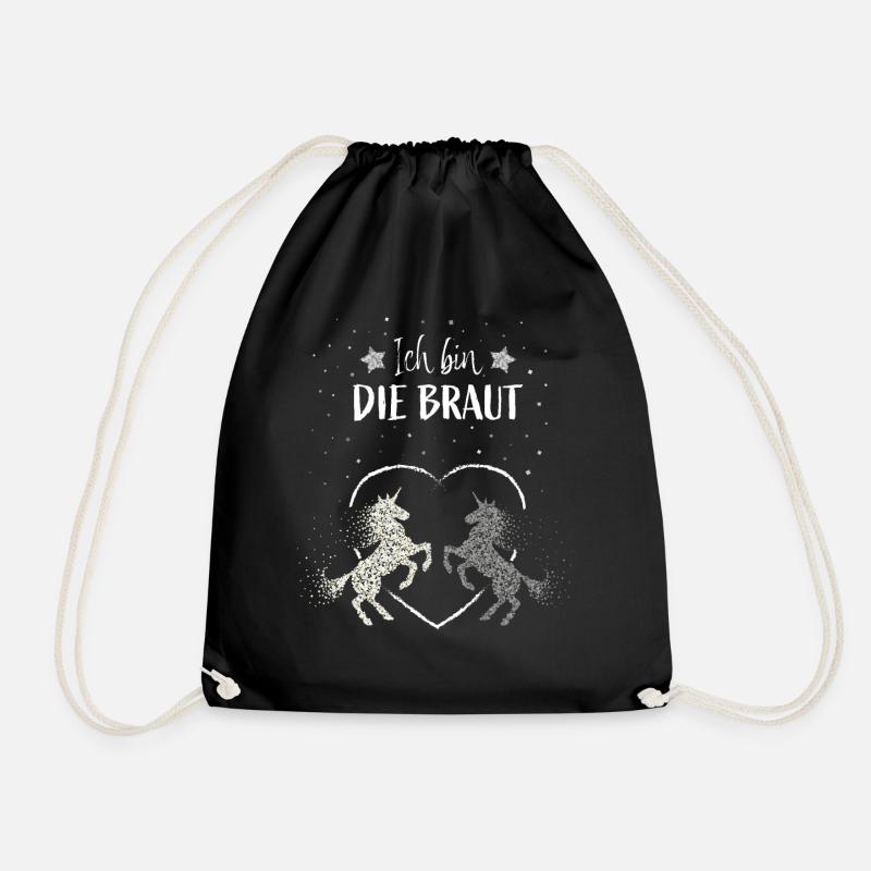 Hochzeit Braut Einhorn Unicorn Bride - Turnbeutel - Schwarz