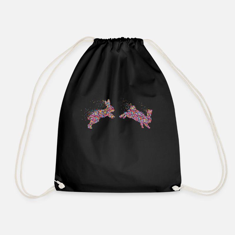 Rabbit Rabbit Rabbit Dwarf Rabbit - Drawstring Bag - black
