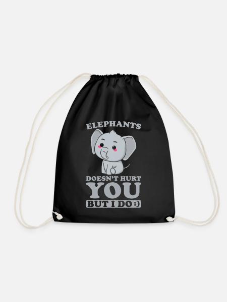 Elephants doesnt hurt you but I do - Turnbeutel - Schwarz