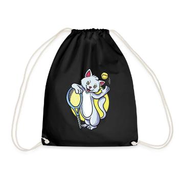Tennis Katze - Turnbeutel - Schwarz - Vorne