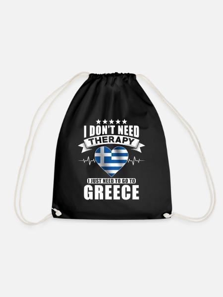 Greece I do not need Therapy - Drawstring Bag - black