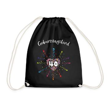 40. Geburtstag Geburtstagskind 40er - Turnbeutel - Schwarz - Vorne