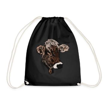 Cow motif - Drawstring Bag - black - Front
