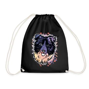 Border Collie éclaboussures de couleur - Sac de sport léger - noir - Devant