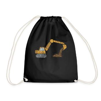 Excavator Construction site Construction worker Construction vehicle - Drawstring Bag - black - Front