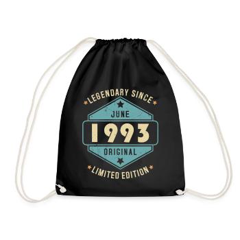 Juin 1993 Vintage Retro Anniversaire - Sac de sport léger - noir - Devant