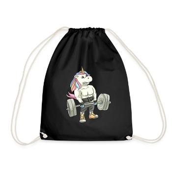 Fitness Gewichtheben Einhorn Deadlift - Turnbeutel - Schwarz - Vorne