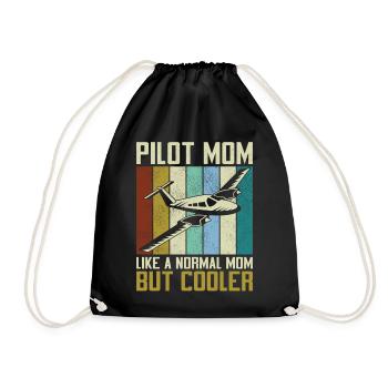 Airplane Pilot Mom Mother Vintage - Turnbeutel - Schwarz - Vorne