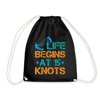 La vie commence à 15 nœuds - Kitesurf - Sac de sport léger - noir - Devant