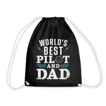 Airplane Pilot Dad Father Vintage - Drawstring Bag - black - Front