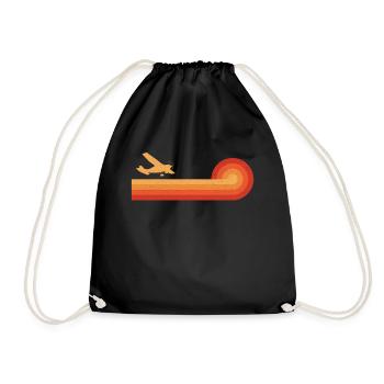 Airplane Pilot Vintage Retro - Drawstring Bag - black - Front