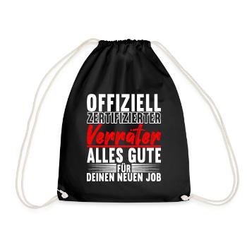 Abschiedsgeschenk Jobwechsel Kollege - Turnbeutel - Schwarz - Vorne