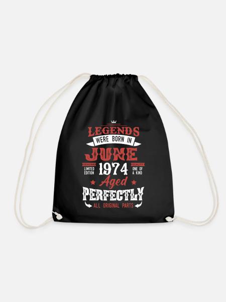 Jahrgang Juni 1974 Legenden Geburtstag Geschenk - Turnbeutel - Schwarz