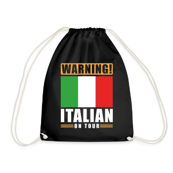 Warning Italian on Tour - Drawstring Bag - black - Front