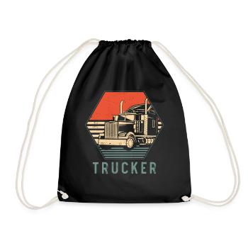 Trucker Truck Driver Retro Vintage - Turnbeutel - Schwarz - Vorne