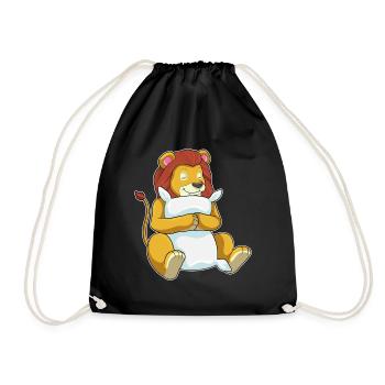 Lion Sleeping Pillow - Drawstring Bag - black - Front