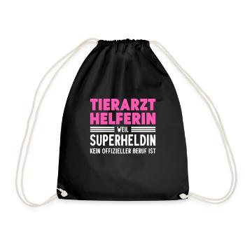 Tierarzthelferin Superheldin Kein Beruf Tiere - Turnbeutel - Schwarz - Vorne