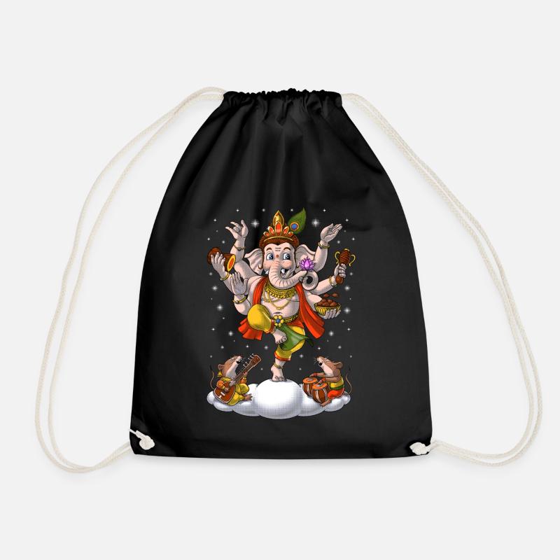 Hinduism Elephant God Ganesha - Drawstring Bag - black