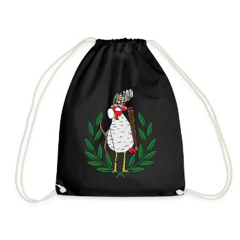 Huhn Krieger Hippie Hühner Pfeil - Turnbeutel - Schwarz - Vorne