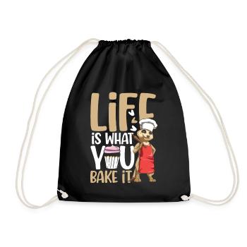 Life Is What You Bake it für einen Koch Köchin - Turnbeutel - Schwarz - Vorne