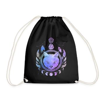 Occult Cat Magic Symbol Wicca Goth Cats - Drawstring Bag - black - Front