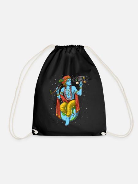 Hindu Lord Krishna - Drawstring Bag - black