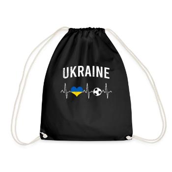 Ukraine Fußball Herzschlag - Turnbeutel - Schwarz - Vorne