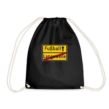 Langeweile Fußball Ortsschild - Turnbeutel - Schwarz - Vorne
